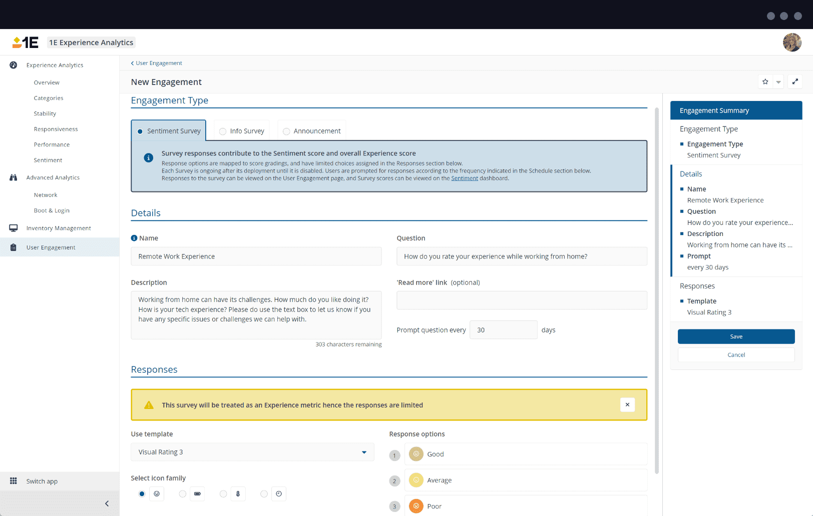 1E Employee Sentiment - Highly-configurable