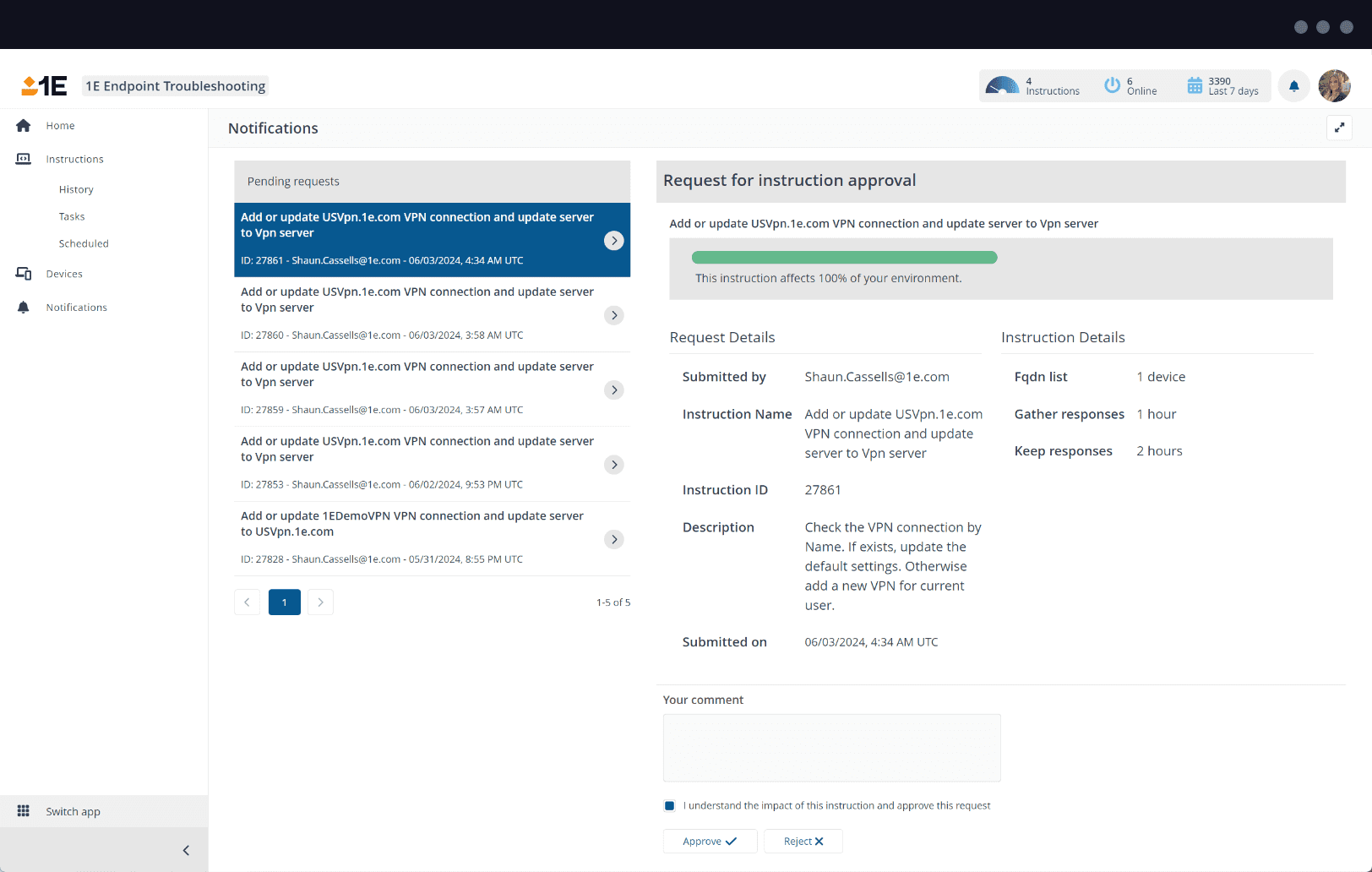 1E Endpoint Troubleshooting - Approval Workflow