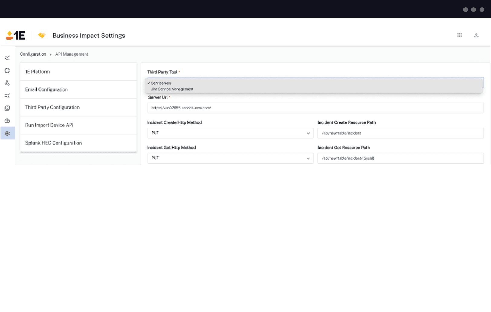 1E Business Impact - Third Party Integrations